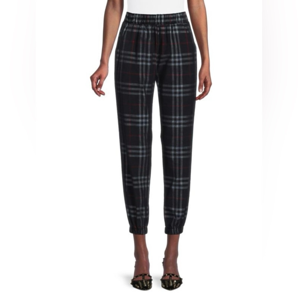 Plaid Corduroy Joggers black gray red Saks Fifth Avenue RENEE C. XL